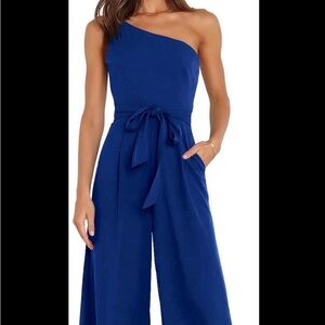 Elegant One-Shoulder Navy Jumpsuit